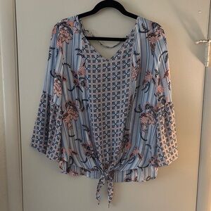 Zac & Rachel Blue and Pink Floral Blouse